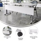 Flash Furniture Palmer Commercial Grade Heavy-Duty Nesting Flip Training Table with T-Legs, Modesty Panel, Tabletop, and Frame