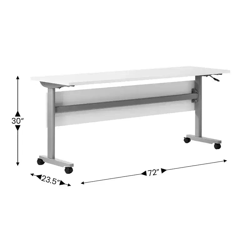 Flash Furniture Palmer Commercial Grade Heavy-Duty Nesting Flip Training Table with T-Legs, Modesty Panel, Tabletop, and Frame