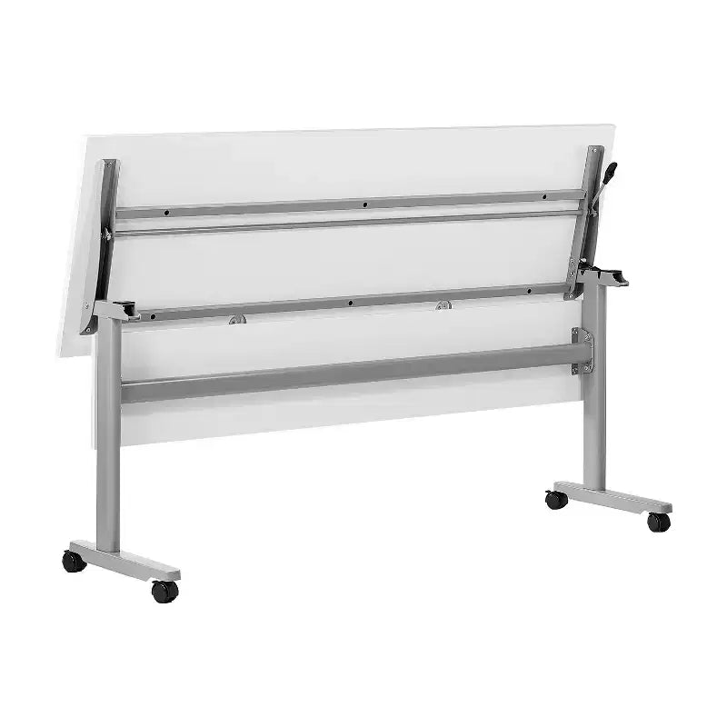 Flash Furniture Palmer Commercial Grade Heavy-Duty Nesting Flip Training Table with T-Legs, Modesty Panel, Tabletop, and Frame