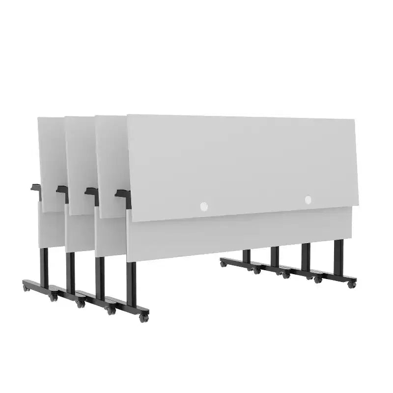Flash Furniture Palmer Commercial Grade Heavy-Duty Nesting Flip Training Table with T-Legs, Modesty Panel, Tabletop, and Frame