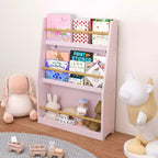 Libreria a 3 Piani con Piedistallo, Moderna Libreria da Esposizione a Giorno, Organizzatore per Libri per Bambini per Soggiorno Camera Bambini Asilo Nido Bianco