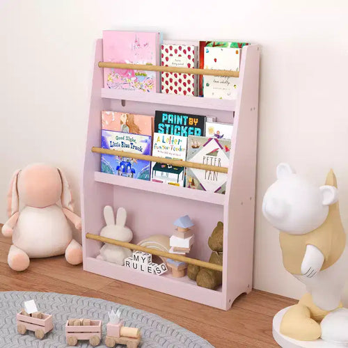 3 Tier Floor Standing Bookshelf, Modern Open Storage Display Bookshelf, Kids Bookcase Storage Organizer for Living Room Kids Room Nursery White