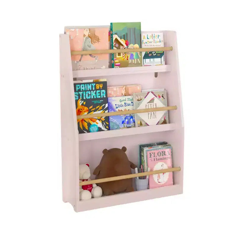 Libreria a 3 Piani con Piedistallo, Moderna Libreria da Esposizione a Giorno, Organizzatore per Libri per Bambini per Soggiorno Camera Bambini Asilo Nido Bianco
