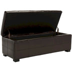 SAFAVIEH Kerrie Brown Bicast Leather/Wood Storage Bench - 46.9 x 18.3 x 16.7 - 47Wx18Dx17H