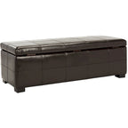 SAFAVIEH Kerrie Brown Bicast Leather/Wood Storage Bench - 46.9 x 18.3 x 16.7 - 47Wx18Dx17H