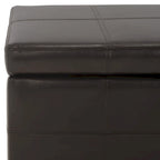 SAFAVIEH Kerrie Brown Bicast Leather/Wood Storage Bench - 46.9 x 18.3 x 16.7 - 47Wx18Dx17H