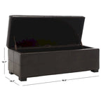 SAFAVIEH Kerrie Brown Bicast Leather/Wood Storage Bench - 46.9 x 18.3 x 16.7 - 47Wx18Dx17H