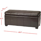 SAFAVIEH Kerrie Brown Bicast Leather/Wood Storage Bench - 46.9 x 18.3 x 16.7 - 47Wx18Dx17H