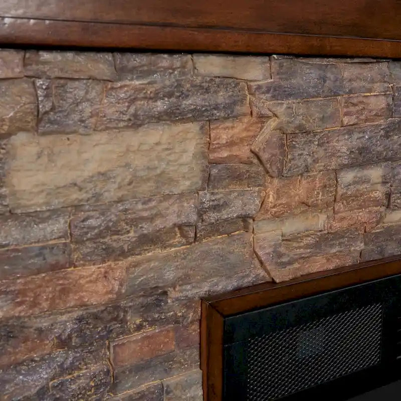 60-Inch Maple Electric Fireplace with Faux Stone