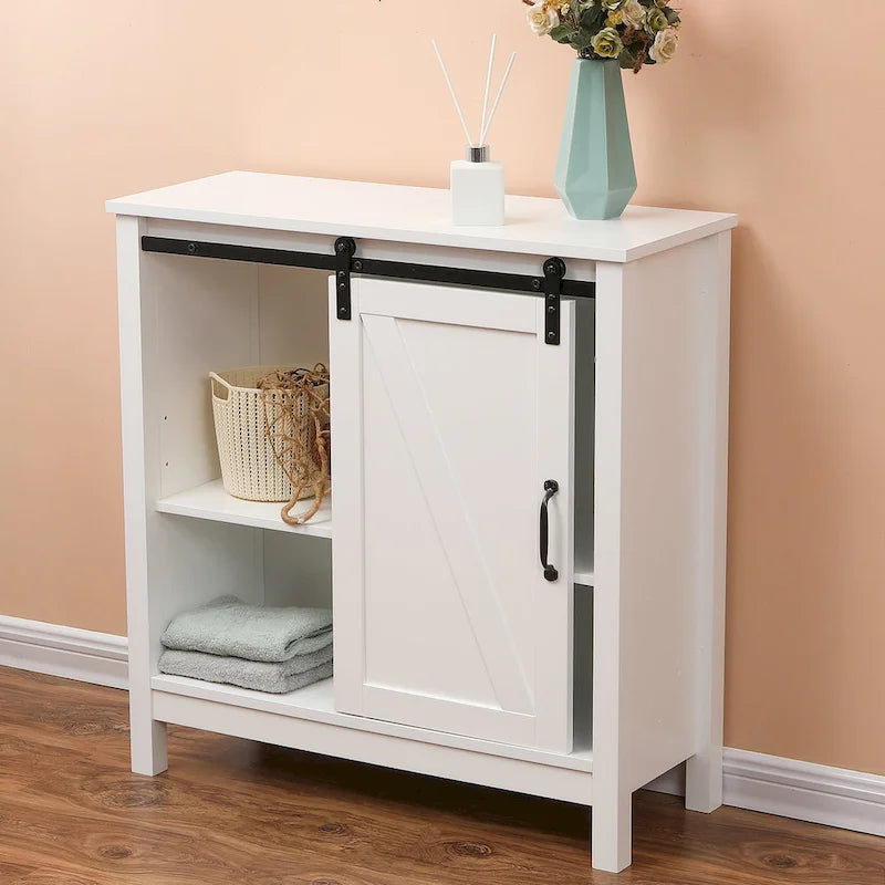 Mobile contenitore da bagno in legno MDF bianco stile rustico