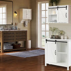 Mobile contenitore da bagno in legno MDF bianco stile rustico