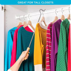 Hold N' Storage - Closet Reacher Pole with Shepherd Hook and Wooden Handle. Adjustable 2.75 to 5 Feet