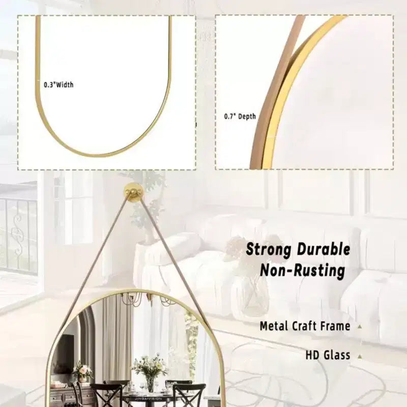 HOMLUX Specchio Ovale da Parete Decorativo a Figura Intera 40x120 cm per Bagno Ingresso, Nero/Oro