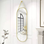 HOMLUX Specchio Ovale da Parete Decorativo a Figura Intera 40x120 cm per Bagno Ingresso, Nero/Oro