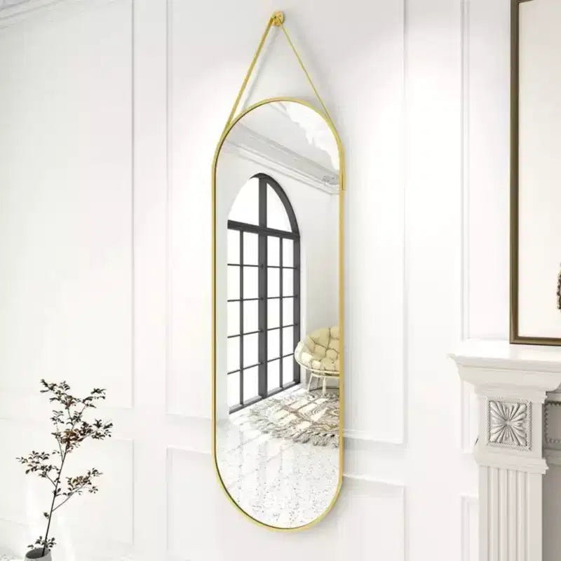 HOMLUX Specchio Ovale da Parete Decorativo a Figura Intera 40x120 cm per Bagno Ingresso, Nero/Oro