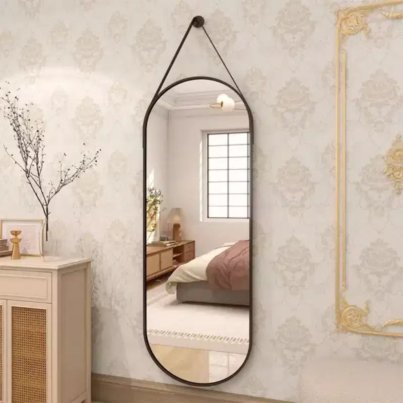 HOMLUX Specchio Ovale da Parete Decorativo a Figura Intera 40x120 cm per Bagno Ingresso, Nero/Oro