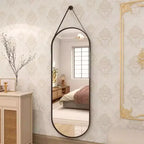 HOMLUX Specchio Ovale da Parete Decorativo a Figura Intera 40x120 cm per Bagno Ingresso, Nero/Oro