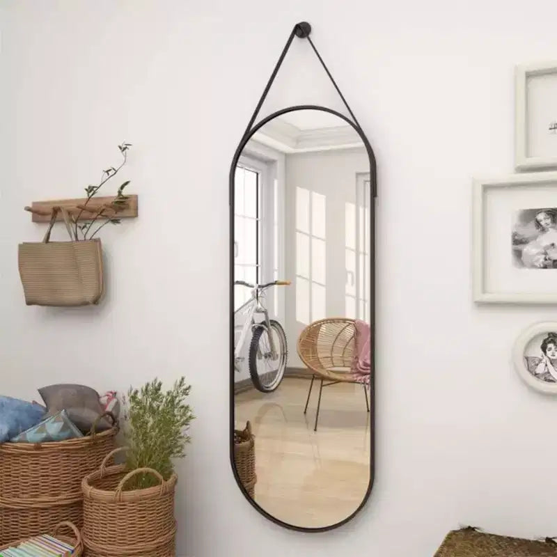 HOMLUX Specchio Ovale da Parete Decorativo a Figura Intera 40x120 cm per Bagno Ingresso, Nero/Oro