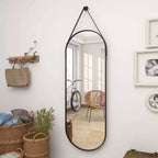 HOMLUX Specchio Ovale da Parete Decorativo a Figura Intera 40x120 cm per Bagno Ingresso, Nero/Oro