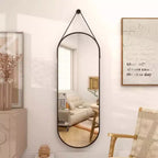 HOMLUX Specchio Ovale da Parete Decorativo a Figura Intera 40x120 cm per Bagno Ingresso, Nero/Oro