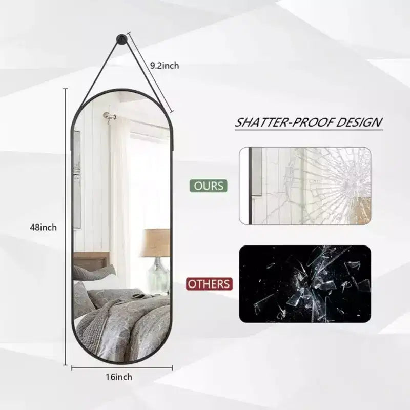 HOMLUX Specchio Ovale da Parete Decorativo a Figura Intera 40x120 cm per Bagno Ingresso, Nero/Oro
