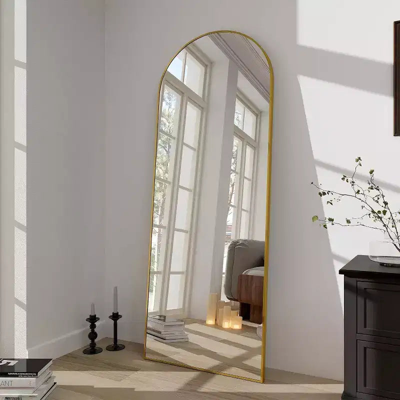 HOMLUX 64x21 Modern Full Length Bathroom Mirror Arched Leaning Floor Mirror