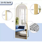 HOMLUX 64x21 Modern Full Length Bathroom Mirror Arched Leaning Floor Mirror