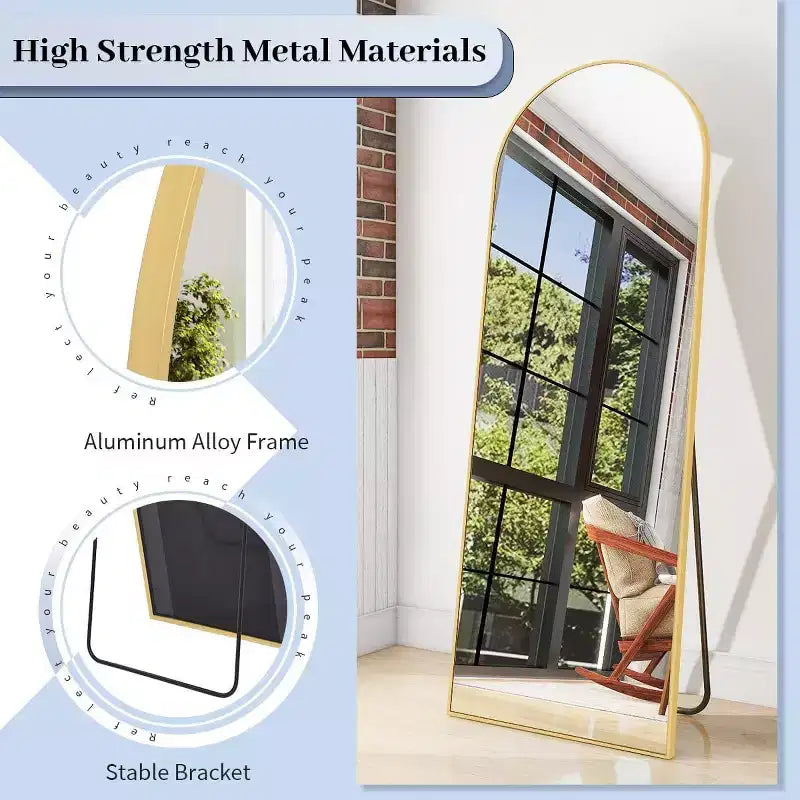 HOMLUX 64x21 Modern Full Length Bathroom Mirror Arched Leaning Floor Mirror
