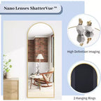 HOMLUX 64x21 Modern Full Length Bathroom Mirror Arched Leaning Floor Mirror