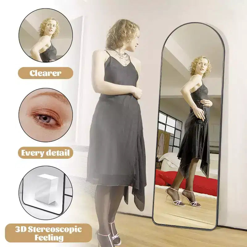 HOMLUX 64x21 Modern Full Length Bathroom Mirror Arched Leaning Floor Mirror