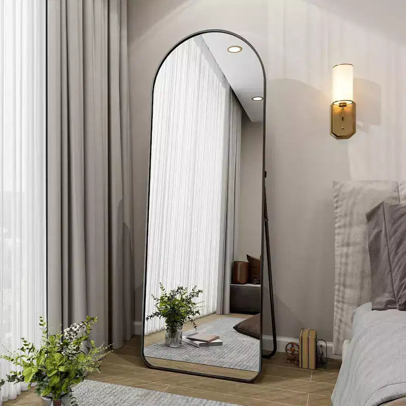 HOMLUX 64x21 Modern Full Length Bathroom Mirror Arched Leaning Floor Mirror