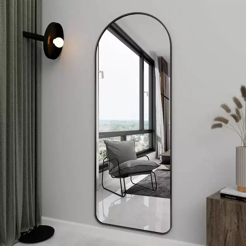 HOMLUX 64x21 Modern Full Length Bathroom Mirror Arched Leaning Floor Mirror