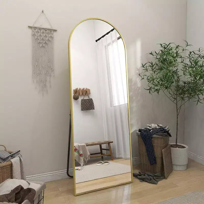 HOMLUX 64x21 Modern Full Length Bathroom Mirror Arched Leaning Floor Mirror