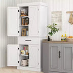 HOMCOM 72 Tall Kitchen Pantry Storage Cabinet, Farmhouse Freestanding Kitchen Cabinet with Barn Doors, Drawer and Adjustable Shelves, White