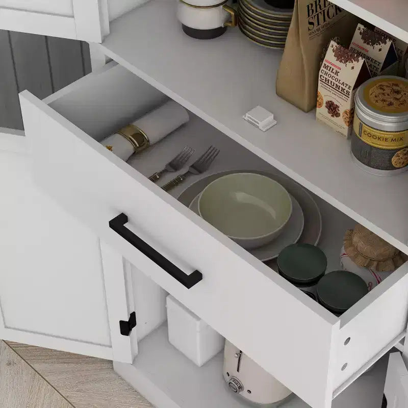 HOMCOM 72 Tall Kitchen Pantry Storage Cabinet, Farmhouse Freestanding Kitchen Cabinet with Barn Doors, Drawer and Adjustable Shelves, White