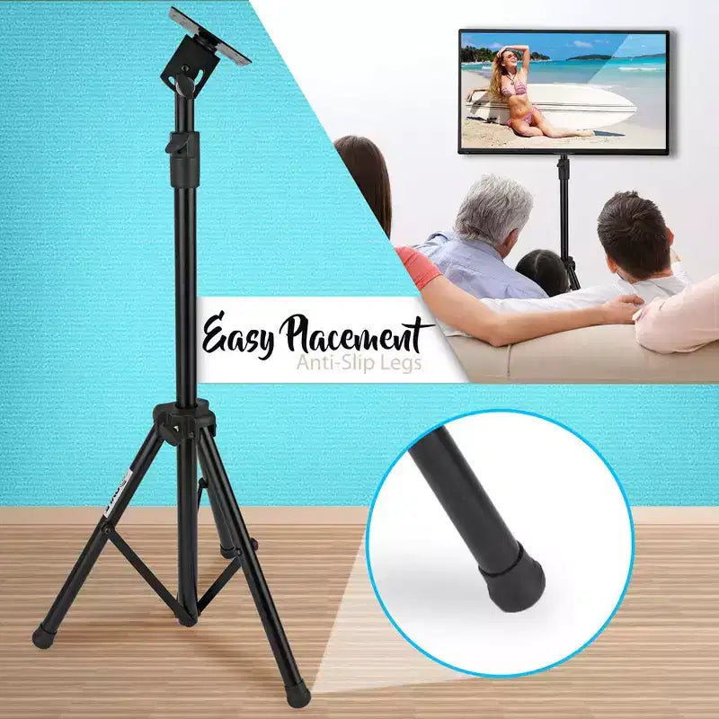 Supporto TV treppiede portatile per schermi fino a 32" con compatibilità VESA, altezza regolabile, facile installazione