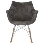 LeisureMod Willow Nursery Rocking Chair in Twill Fabric/Velvet Upholstery - Eiffel Ash Wood Base, Plus Comfort, Perfect for Nurseries