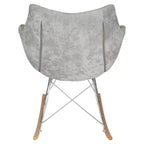 LeisureMod Willow Nursery Rocking Chair in Twill Fabric/Velvet Upholstery - Eiffel Ash Wood Base, Plus Comfort, Perfect for Nurseries