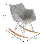 LeisureMod Willow Nursery Rocking Chair in Twill Fabric/Velvet Upholstery - Eiffel Ash Wood Base, Plus Comfort, Perfect for Nurseries