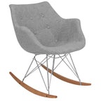 LeisureMod Willow Nursery Rocking Chair in Twill Fabric/Velvet Upholstery - Eiffel Ash Wood Base, Plus Comfort, Perfect for Nurseries