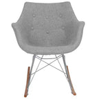 LeisureMod Willow Nursery Rocking Chair in Twill Fabric/Velvet Upholstery - Eiffel Ash Wood Base, Plus Comfort, Perfect for Nurseries