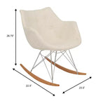 LeisureMod Willow Nursery Rocking Chair in Twill Fabric/Velvet Upholstery - Eiffel Ash Wood Base, Plus Comfort, Perfect for Nurseries