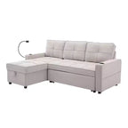 Hyleory 3 - Piece 82.2'' Velvet Upholstered Sectional Sofa Bed, Sleeper Sofa Bed