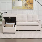 Hyleory 3 - Piece 82.2'' Velvet Upholstered Sectional Sofa Bed, Sleeper Sofa Bed