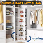 7 Tier Rotating Shoe Rack Tower, Revolving Shoe Rack Storage, Round Carousel Vertical Handbag and Shoe Organizer ,White