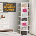 7 Tier Rotating Shoe Rack Tower, Revolving Shoe Rack Storage, Round Carousel Vertical Handbag and Shoe Organizer ,White
