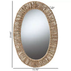 bali & pari Elwyn Modern Bohemian Metal and Natural Brown Seagrass Accent Wall Mirror