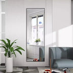 Specchio WallBeyond 64x21 con base a cavalletto, alluminio, forma quadrata