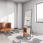 Specchio WallBeyond 64x21 con base a cavalletto, alluminio, forma quadrata