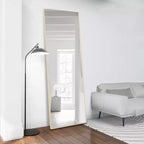Specchio WallBeyond 64x21 con base a cavalletto, alluminio, forma quadrata